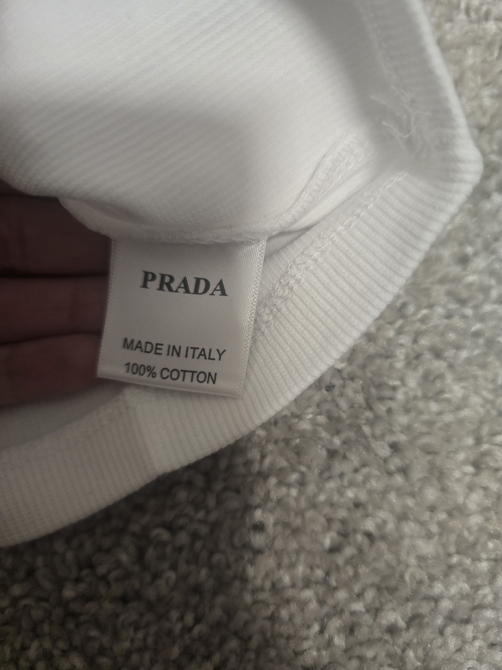 Prada White Ribbed Tank Top - Signature Triangle Logo - Picture 6 of 6